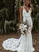 Sexy Spaghetti straps V-neck Mermaid Lace applique Wedding Dresses,WDY0308