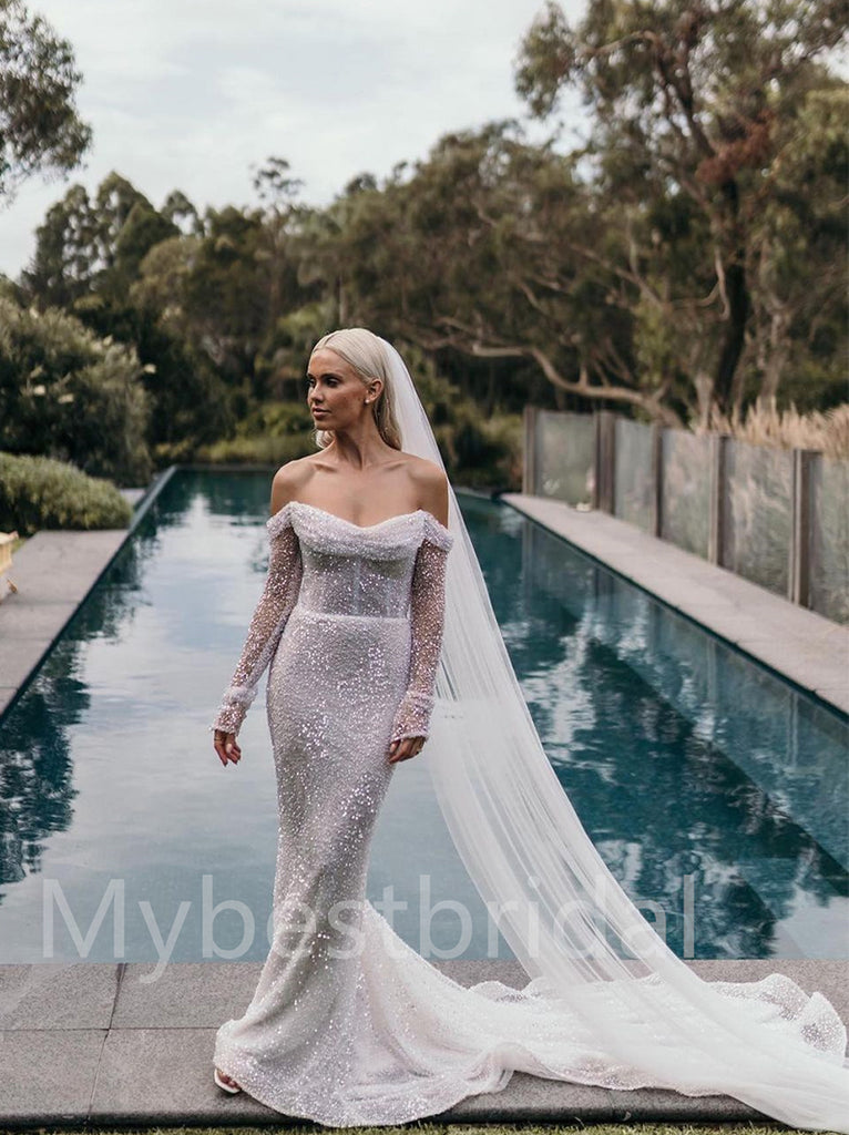 Simple Sweetheart Off-shoulder Mermaid Wedding Dresses, WDY0225