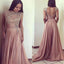 Long A-line Rhinestone Beaded Open Back Chiffon Prom Dresses, BG0083
