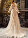 Elegant V-neck Long sleeves A-line Lace applique Wedding Dresses, WDY0303
