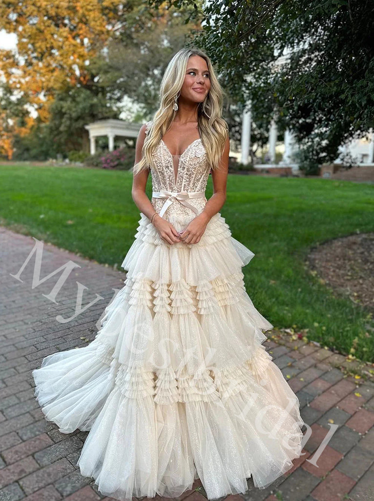 Elegant V-neck Sleeveless A-line Long Prom Dress,PDS1034
