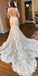 Elegant V-neck Lace Applique Long Sleeves Mermaid Long Wedding Dresses, WDS0062