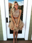 Two-piece A-line Tulle Lace Short Homecoming Dresses, HDS0047
