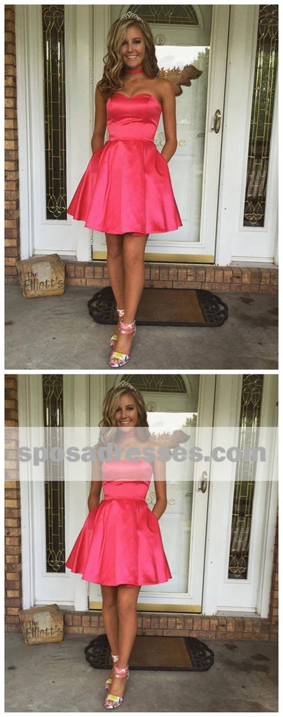 Sweetheart Simple Cute Cheap Short Red Homecoming Dresses Under 100, BDY0331
