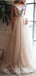 A Line Applique V-back Ivory Tulle Evening Dresses,Cheap Prom Dresses,PDY0568