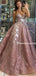 Vintage Sweetheart A-line Tulle Sequin Long Prom Dresses, PDS0240