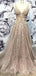 A-line V-Neck Appliques Long Evening Dresses,Cheap Prom Dresses,PDY0629