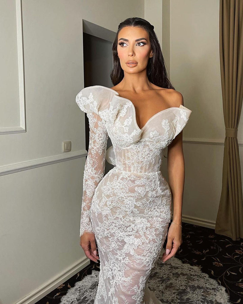 Sexy Sweetheart Lace Mermaid Cheap Beach Wedding Dresses Online, WDY0258