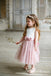 Cute Round Neck Pink Tulle A-line Long Cheap Flower Girl Dresses, FGS0019