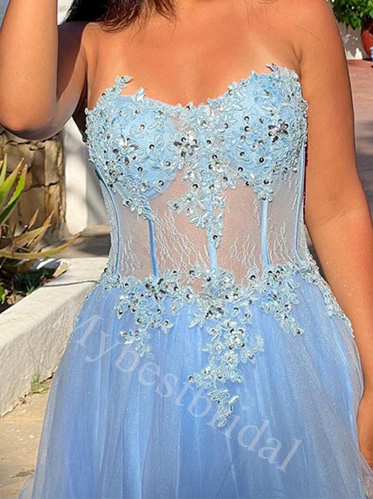 Elegant Sweetheart Sleeveless A-line Prom Dresses,PDS0926