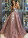 Vintage Sweetheart A-line Tulle Sequin Long Prom Dresses, PDS0240