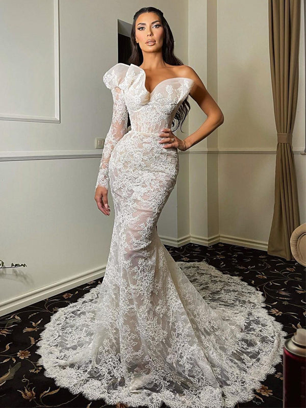 Sexy Sweetheart Lace Mermaid Cheap Beach Wedding Dresses Online, WDY0258