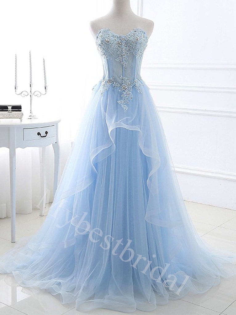 Elegant Sweetheart Sleeveless A-line Prom Dresses,PDS0951