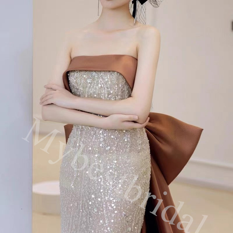 Elegant Strapless Sleeveless Mermaid Long Prom Dress,PDS1033