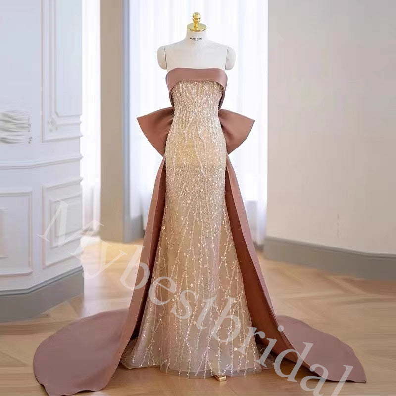 Elegant Strapless Sleeveless Mermaid Long Prom Dress,PDS1033