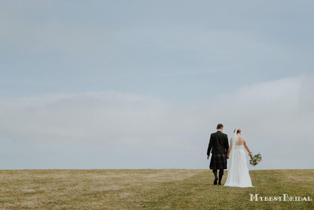 Elegant Spaghetti Strap Long Cheap Tulle Wedding Dresses With Beaded, TYP0018