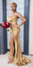Gold Mismatched Mermaid Long Satin Bridesmaid Dresses, TYP0035