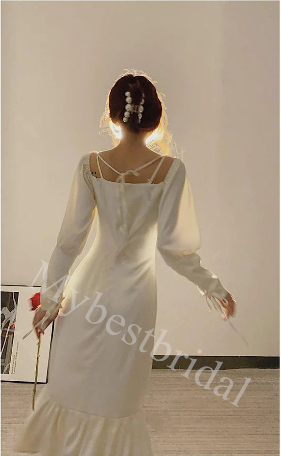 Elegant Off shoulder Long sleeves A-line Long Prom Dress,PDS1074