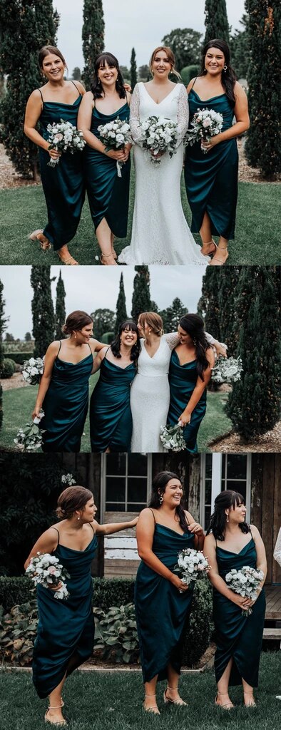 Elegant Spaghetti Strap Elactic Silk A-line Long Cheap Bridesmaid Dresses, BDS0072