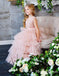 Popular Hot Selling V-neck Pink Tulle A-line Long Cheap Flower Girl Dresses, FGS0024
