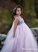 One Shoulder Charming Pink Tulle Hand-Made-Flowers A-line Long Cheap Flower Girl Dresses, FGS0025