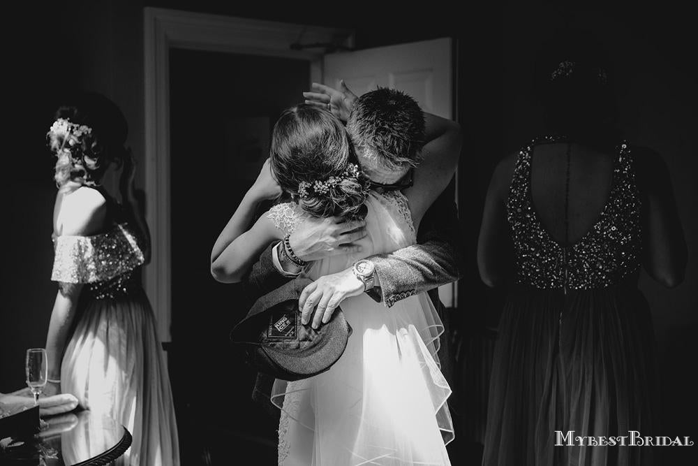 Mismatched Champagne Tulle Top Sequin Charming Cheap Wedding Party Bridesmaid Dresses, TYP0107