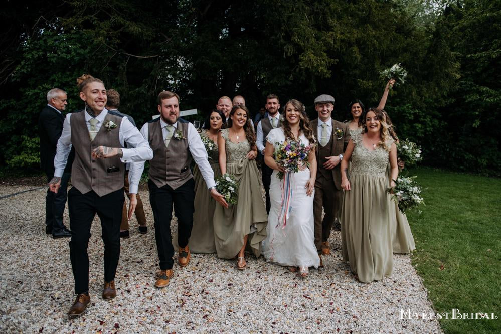 New Arrival Square Neckline Cap Sleeves Floor-Length Long Cheap Chiffon Bridesmaid Dresses, TYP0108