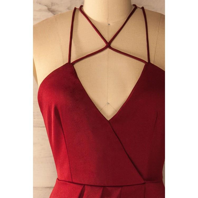 Sexy Red V-Neck Back Zipper Homecoming Dress with Multi-Strap, Short Prom Dresses,BDY0151