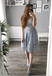 Sweetheart Spaghetti Straps Grey Lace Short Homecoming Dresses ,BDY0279
