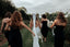 Spaghetti Strap Black Mermaid Tea Length Cheap Bridesmaid Dresses, BDS0104