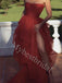 Red Elegant Sweetheart Side slit A-line Prom Dresses,PDS0605