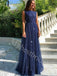 Elegant Sleeveless Simple  A-line Long Prom Dresses,PDS0604