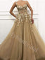 Elegant Spaghetti straps Sweetheart A-line Long Prom Dresses,PDS0633