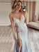 Sexy Spaghetti straps V-neck Side slit Mermaid Long Prom Dresses,PDS0632