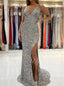Sexy V-neck Sleeveless Side slit Mermaid Long Prom Dresses,PDS0649