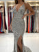 Sexy V-neck Sleeveless Side slit Mermaid Long Prom Dresses,PDS0649