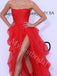 Red Elegant Sweetheart Side slit A-line Prom Dresses,PDS0605