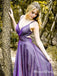 Purple Spaghetti Strap Charming Sparkly Satin A-line Long Cheap Formal Evening Prom Dresses, TYP0122