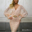 Long Sleeves V-neck Sexy Backless Champagne Sequin Long Cheap Formal Evening Prom Dresses, TYP0125