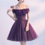A-line Off-the -Shoulder Purple Tulle Homecoming Dress ,Short Prom Dresses,BDY0355