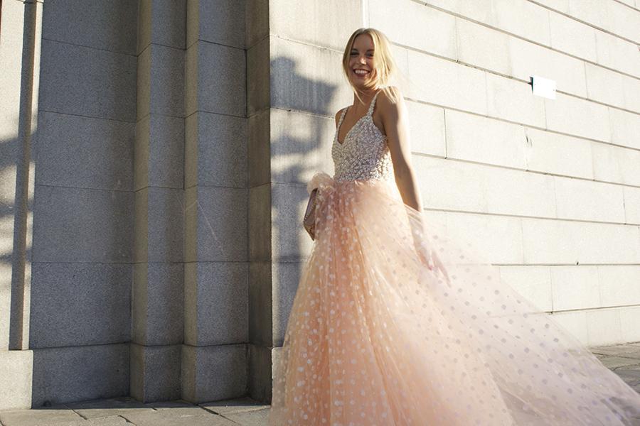 A-line Straps Tulle Pink Long Prom Dress ,Cheap Prom Dresses,PDY0403