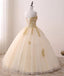 Sweetheart A-line Beaded Gold Lace Prom Dress ,Cheap Prom Dresses,PDY0412