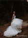 Off-The-Shoulder Lace Appliqued Tulle A-line Long Cheap Wedding Dresses, WDS0040