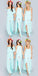 Mismatched Different Styles Side Split Mint Chiffon Bridesmaid Jumpsuit,Cheap Bridesmaid Dresses,WGY0351