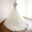 See Through V Neck A-line Lace Long Custom Cheap Wedding Bridal Dresses, WDY0169