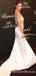 Sexy Spaghetti Strap Backless Off-White Elastic Satin Sliver Sequin Mermaid Long Prom Dresses, PDS0071