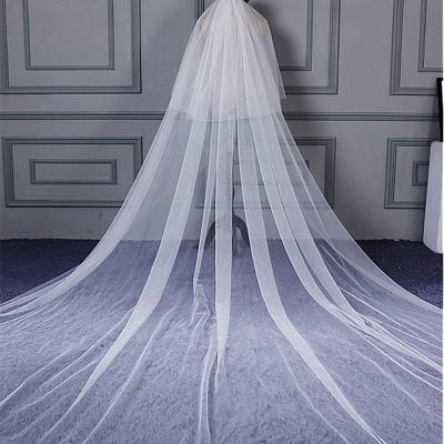 Simple Delicate Double Layer Tulle Ivory Wedding Veil , WV0117