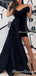 Sparkly Unique Deisgn One Shoulder Off-The-Shoulder Black Lace Long Cheap Evening Prom Dresses, PDS0003