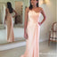 Blush One Shoulder Sleeveless Long Cheap Chiffon Bridesmaid Dresses, TYP0009