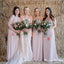New Arrival Mismatched Pink Chiffon Long Cheap Wedding Party Dresses, Long Bridesmaid Dresses, BDS0007